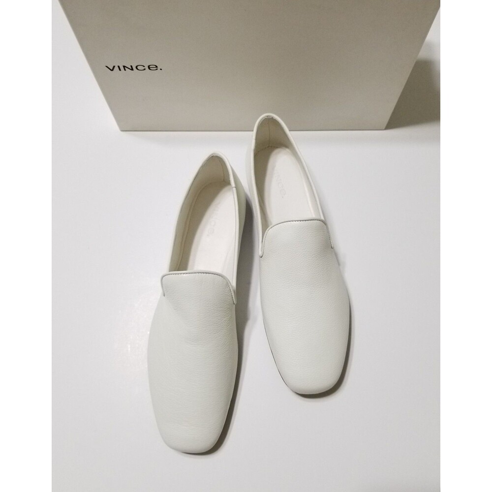 NIB Vince Bray White Leather Flat Loafer Smoking Slipper Size 6.5, 8, 8.5 $295
